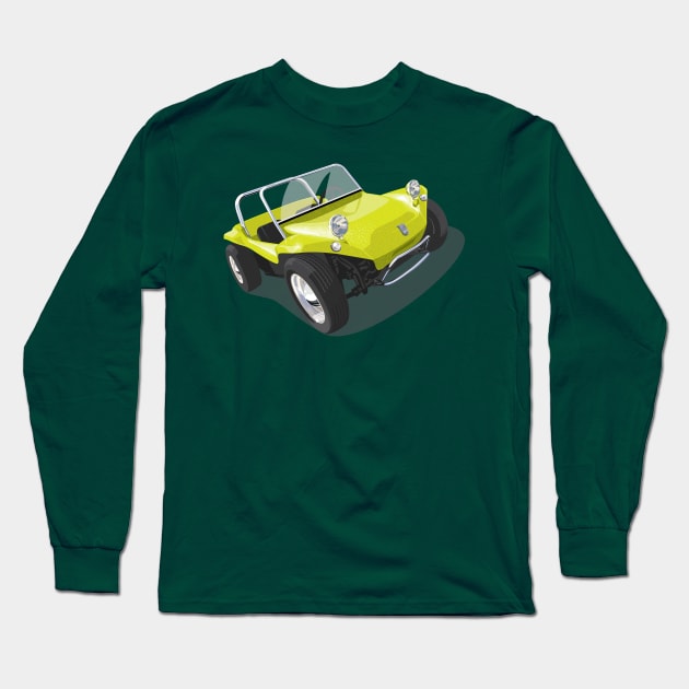 beach buggy in lime Long Sleeve T-Shirt by candcretro